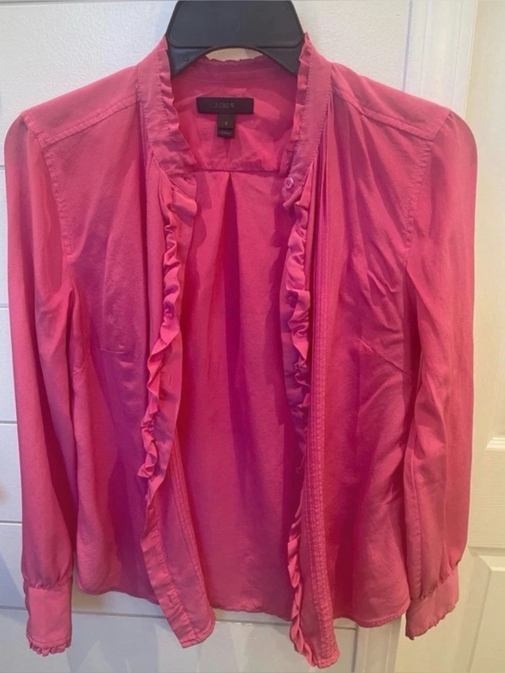 J. Crew Pink Ruffle-Trim Women's Blouse